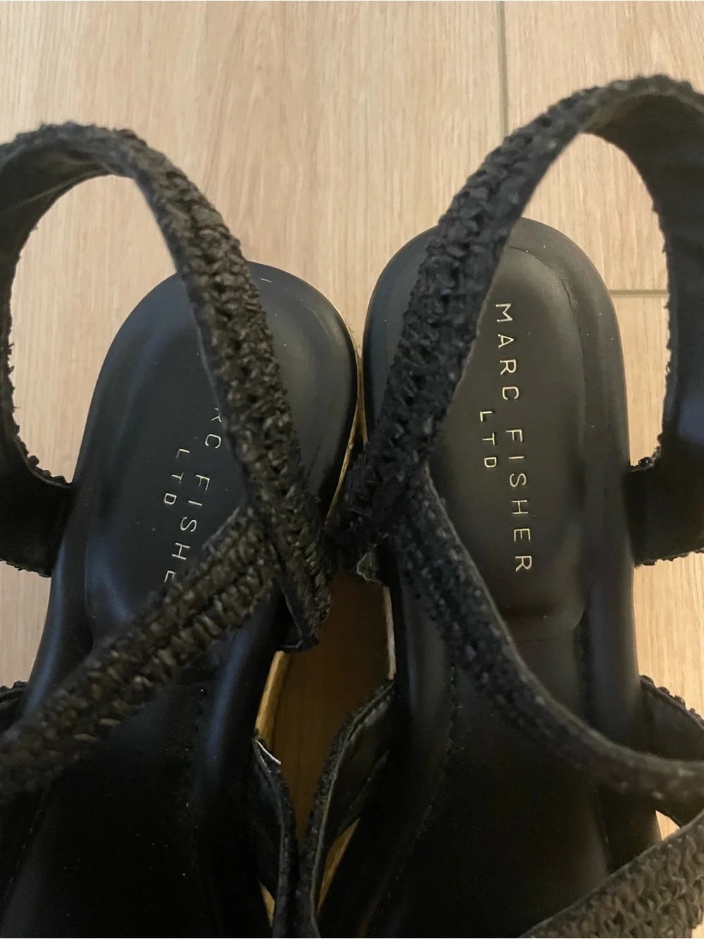 Marc Fisher Black Braided Slingback Sandals